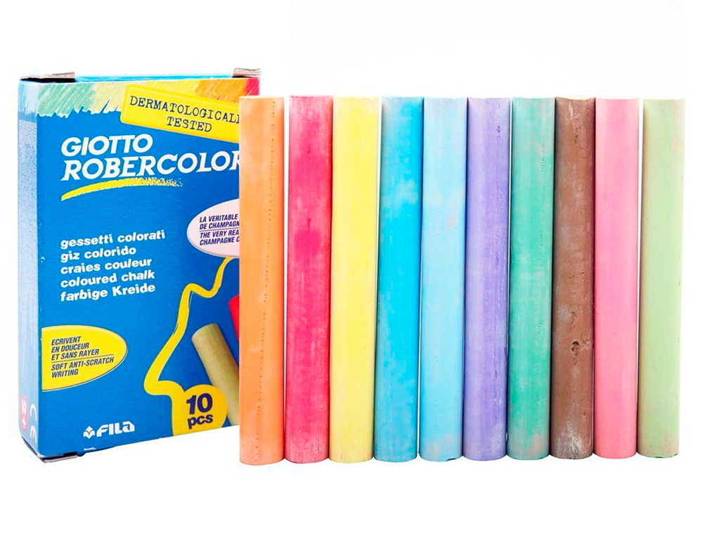 Tiza color antipolvo robercolor caja de 10 unidades