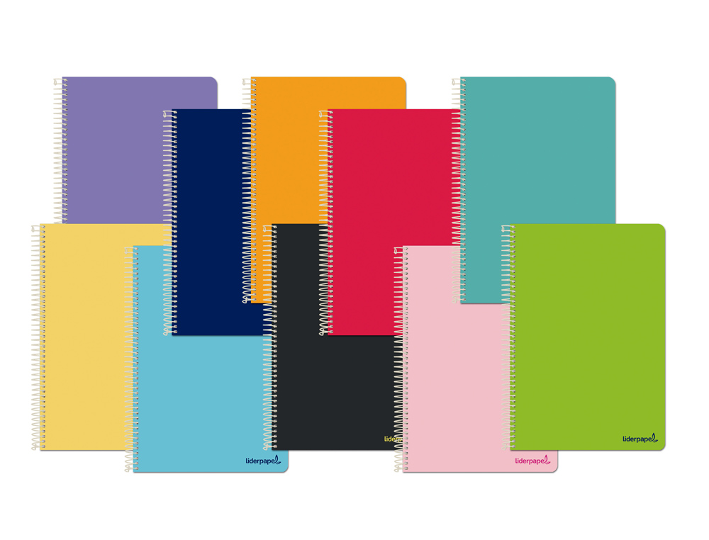 CUADERNO ESPIRAL LIDERPAPEL FOLIO SMART TAPA BLANDA 80H 60GR CUADRO 5MM CON MARGEN COLORES SURTIDOS