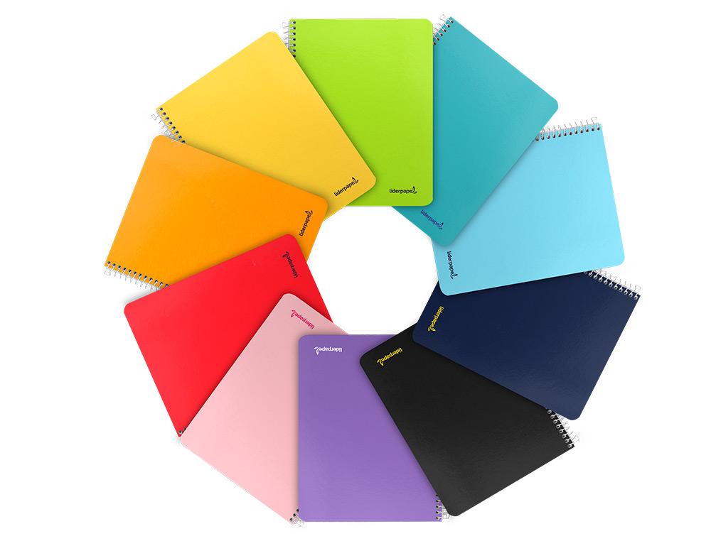 8423473517059-Cuaderno espiral liderpapel cuarto pautaguia tapa blanda 40h  75 gr cuadro pautado 4mm colores surtidos