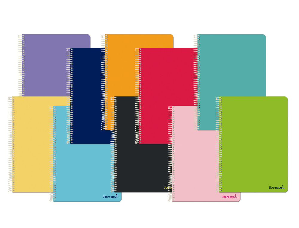 Cuaderno espiral liderpapel cuarto apaisado smart tapa blanda 80h 60gr cuadro 4mm conmargen colores surtidos