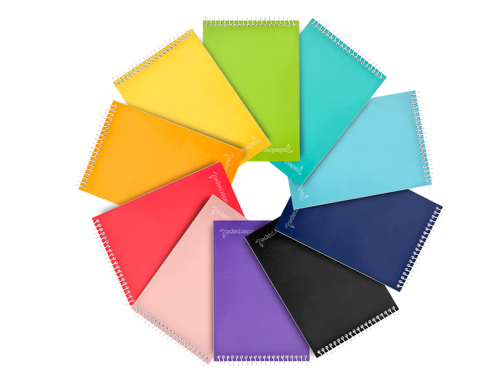 Cuaderno espiral liderpapel bolsillo octavo apaisado witty tapadura 80h 75gr cuadro 4 mm colores surtidos