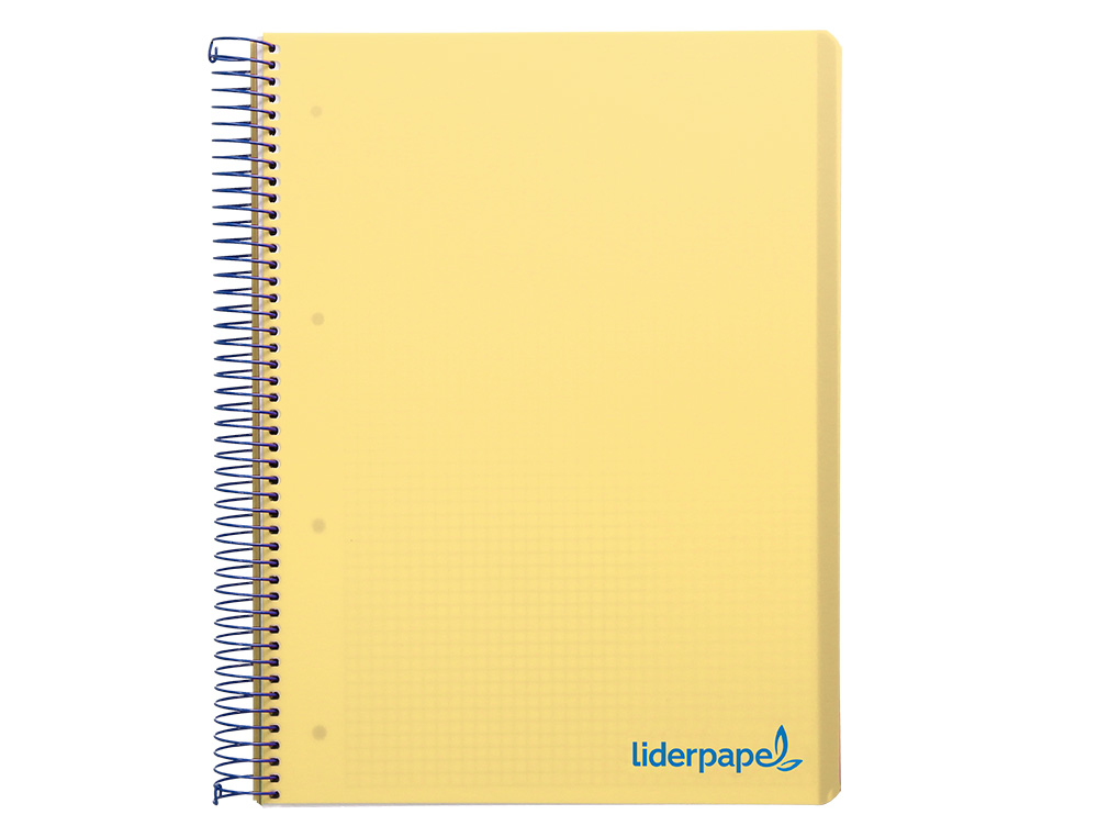 Cuaderno espiral liderpapel a4 micro wonder tapa plastico 120h 90 gr cuadro 5 mm 5 banda4 taladros color amarillo