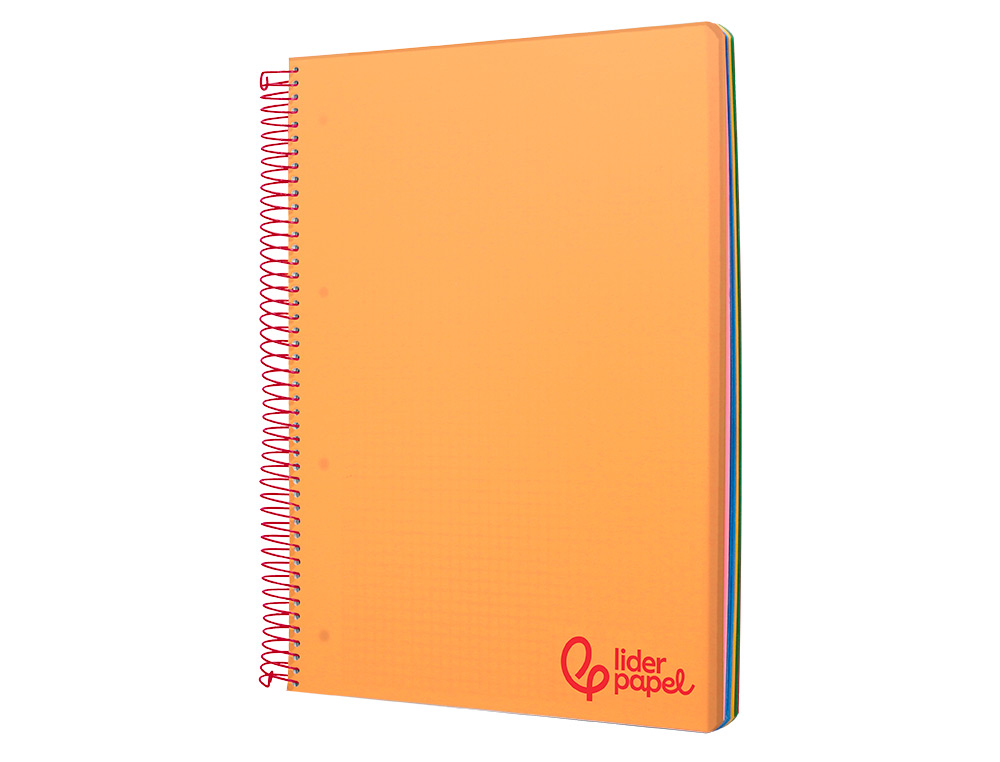CADERNO ESPIRAL LIDERPAPEL WONDER MICRO DIN A4 CAPA PLASTICO 120 F 90 GR QUADRICULA 5 MM 5 BANDAS DE CORES 4 FUROS LARAN