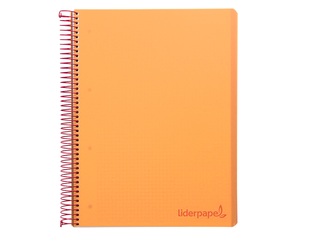 Cuaderno espiral liderpapel a4 micro wonder tapa plastico 120h 90 gr cuadro 5 mm 5 banda4 taladros color naranja