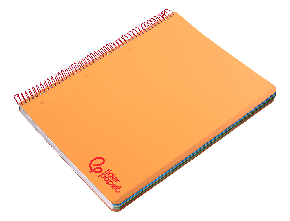 CADERNO ESPIRAL LIDERPAPEL WONDER MICRO DIN A4 CAPA PLASTICO 120 F 90 GR QUADRICULA 5 MM 5 BANDAS DE CORES 4 FUROS LARAN