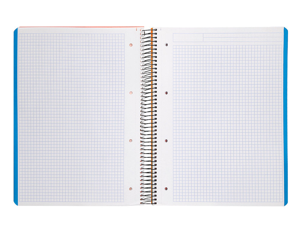 CADERNO ESPIRAL LIDERPAPEL WONDER MICRO DIN A4 CAPA PLASTICO 120 F 90 GR QUADRICULA 5 MM 5 BANDAS DE CORES 4 FUROS LARAN