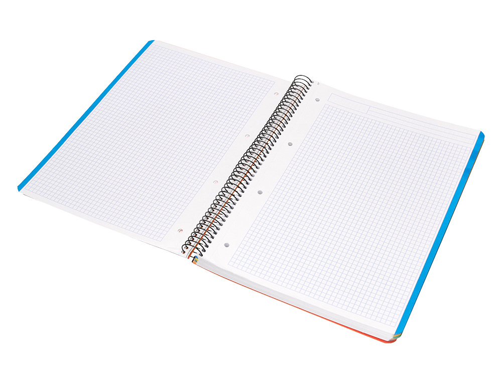 CADERNO ESPIRAL LIDERPAPEL WONDER MICRO DIN A4 CAPA PLASTICO 120 F 90 GR QUADRICULA 5 MM 5 BANDAS DE CORES 4 FUROS LARAN