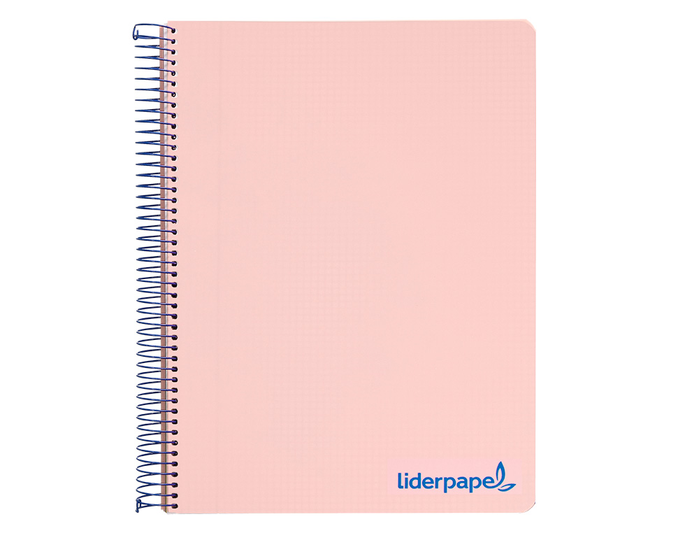 Cuaderno espiral liderpapel a4 micro wonder tapa plastico 120h 90 gr cuadro 5 mm 5 bandas 4 taladros color rosa