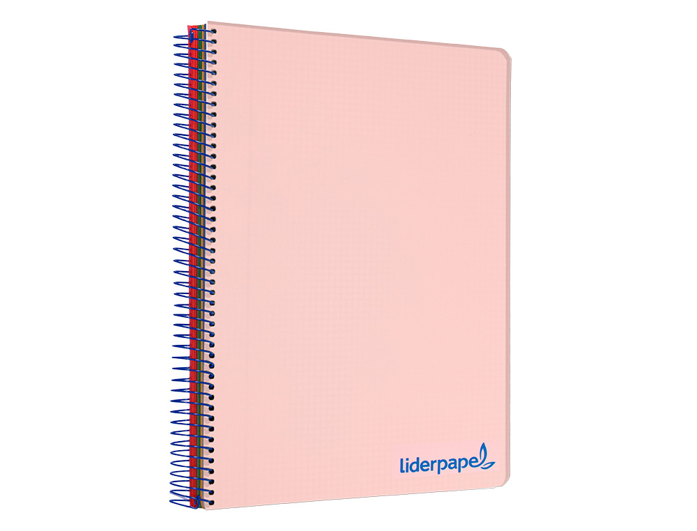 CUADERNO ESPIRAL LIDERPAPEL A4 MICRO WONDER TAPA PLASTICO 120H 90 GR CUADRO 5MM 5 BANDAS 4 TALADROS COLOR ROSA