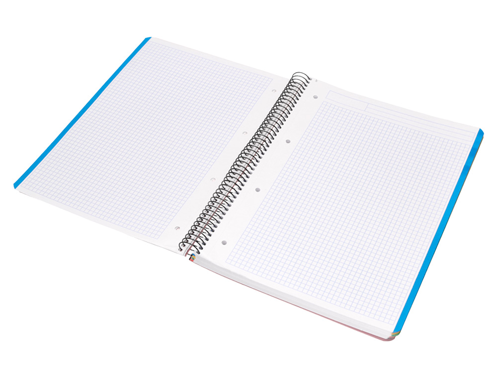 CUADERNO ESPIRAL LIDERPAPEL A4 MICRO WONDER TAPA PLASTICO 120H 90 GR CUADRO 5MM 5 BANDAS 4 TALADROS COLOR ROSA