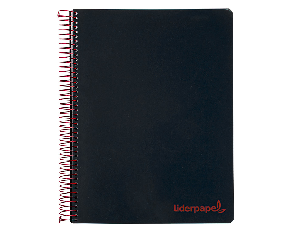 Cuaderno espiral liderpapel a4 micro wonder tapa plastico 120h 90 gr cuadro 5 mm 5 bandas 4 taladros color negro