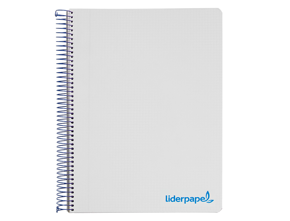 Cuaderno espiral liderpapel a4 micro wonder tapa plastico 120h 90 gr cuadro 5 mm 5 bandas 4 taladros color gris