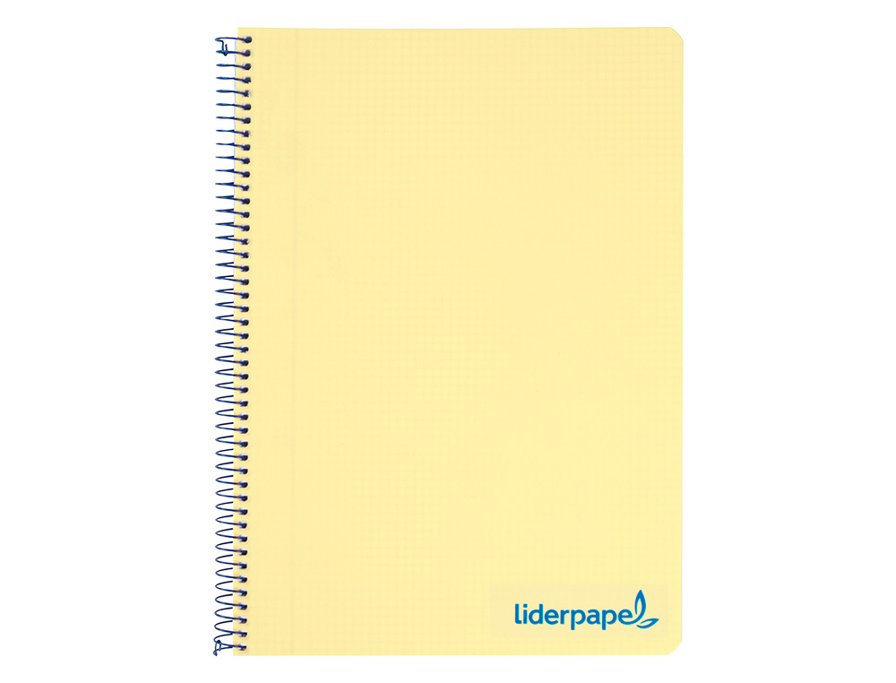 Cuaderno espiral liderpapel a4 wonder tapa plastico 80h 90gr cuadro 4mm con margen color amarillo