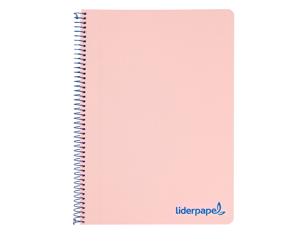 Cuaderno espiral liderpapel a4 wonder tapa plastico 80h 90gr cuadro 4mm con margen color rosa