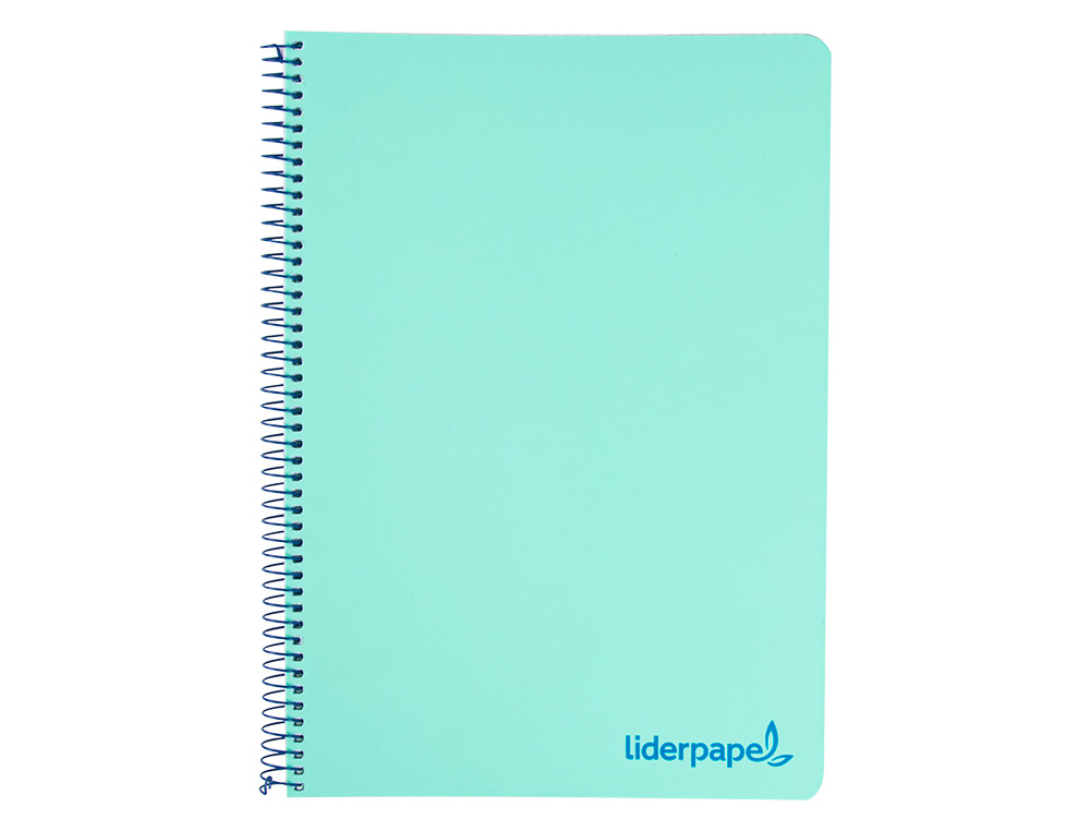 Cuaderno espiral liderpapel a4 wonder tapa plastico 80h 90gr cuadro 4mm con margen color verde