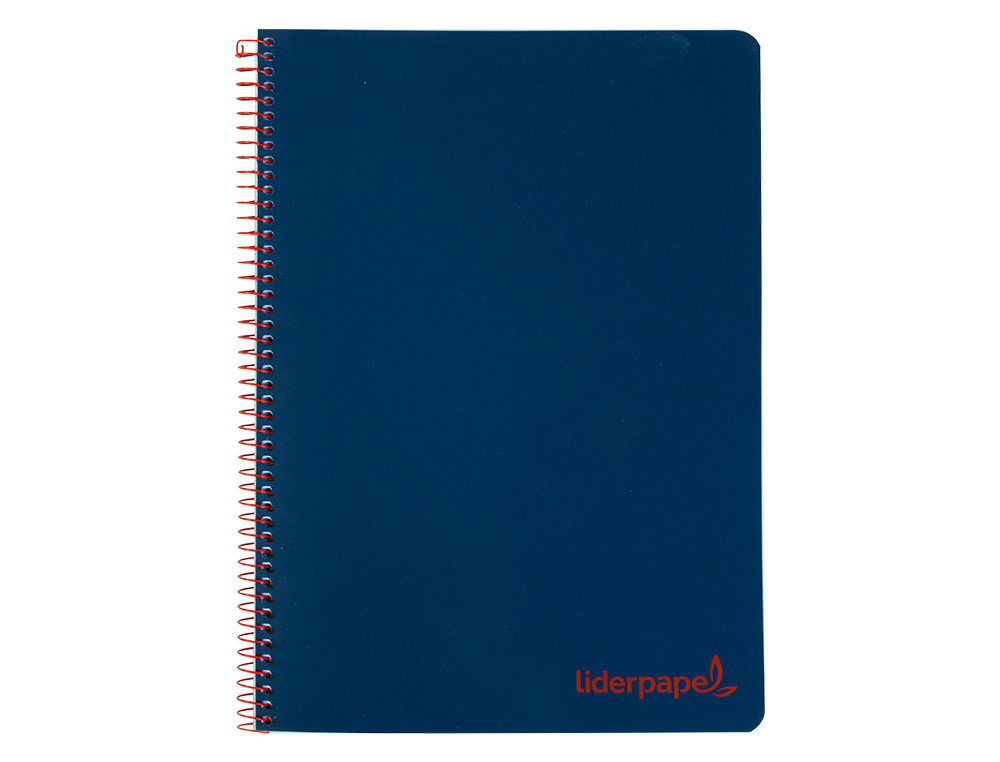 Cuaderno espiral liderpapel a4 wonder tapa plastico 80h 90gr cuadro 4mm con margen color azul marino