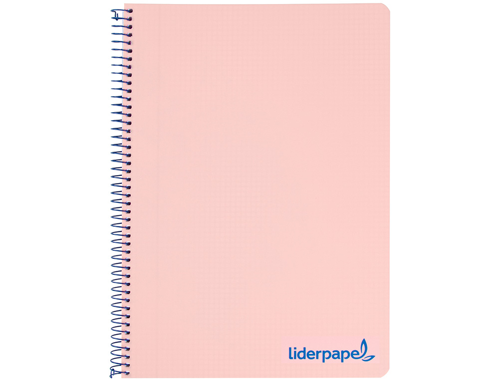 Cuaderno espiral liderpapel a5 micro wonder tapa plastico 120h 90g cuadro 5mm 5 bandas 6 taladros color rosa