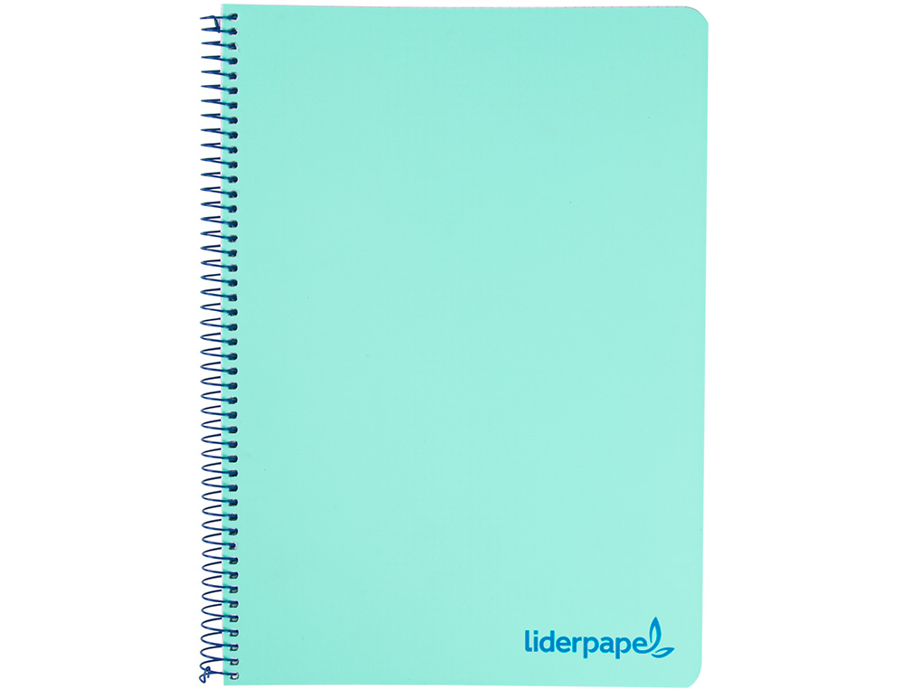 Cuaderno espiral liderpapel a5 micro wonder tapa plastico 120h 90g cuadro 5mm 5 bandas 6 taladros color verde