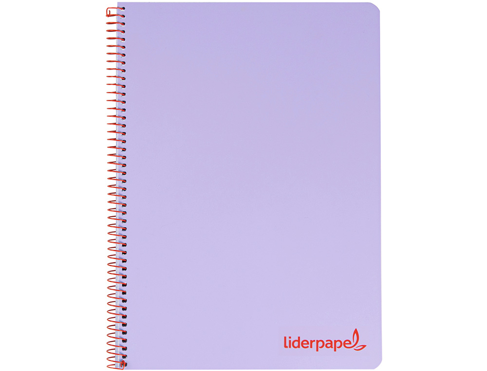 Cuaderno espiral liderpapel a5 micro wonder tapa plastico 120h 90g cuadro 5mm 5 bandas 6 taladros color violeta