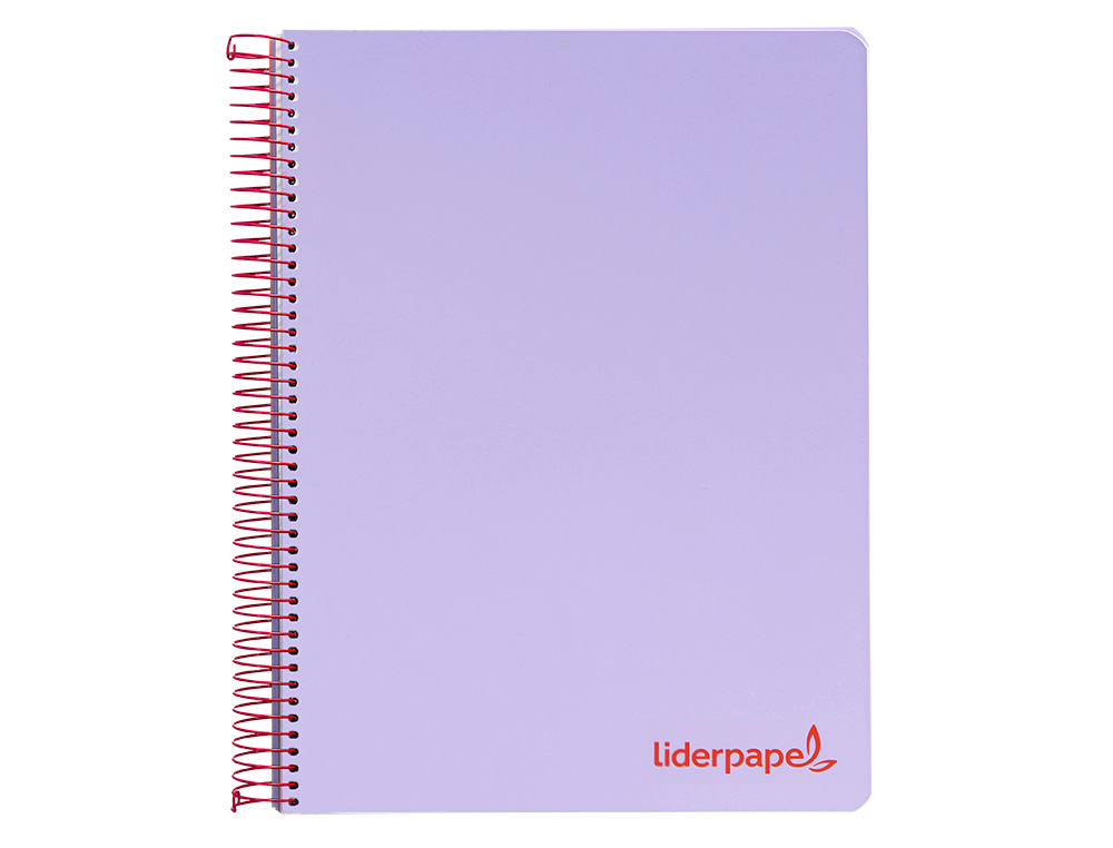 CUADERNO ESPIRAL LIDERPAPEL A5 MICRO WONDER TAPA PLASTICO 120H 90G CUADRO 5MM 5 BANDAS 6 TALADROS COLOR VIOLETA