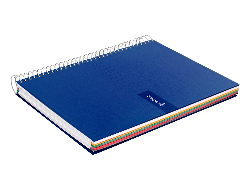 CADERNO ESPIRAL LIDERPAPEL CRAFTY MICRO DIN A5 CAPA FORRADA 120 F 90 GR QUADRICULA 5MM 5 BANDAS DE CORES 6 FUROS COR AZU