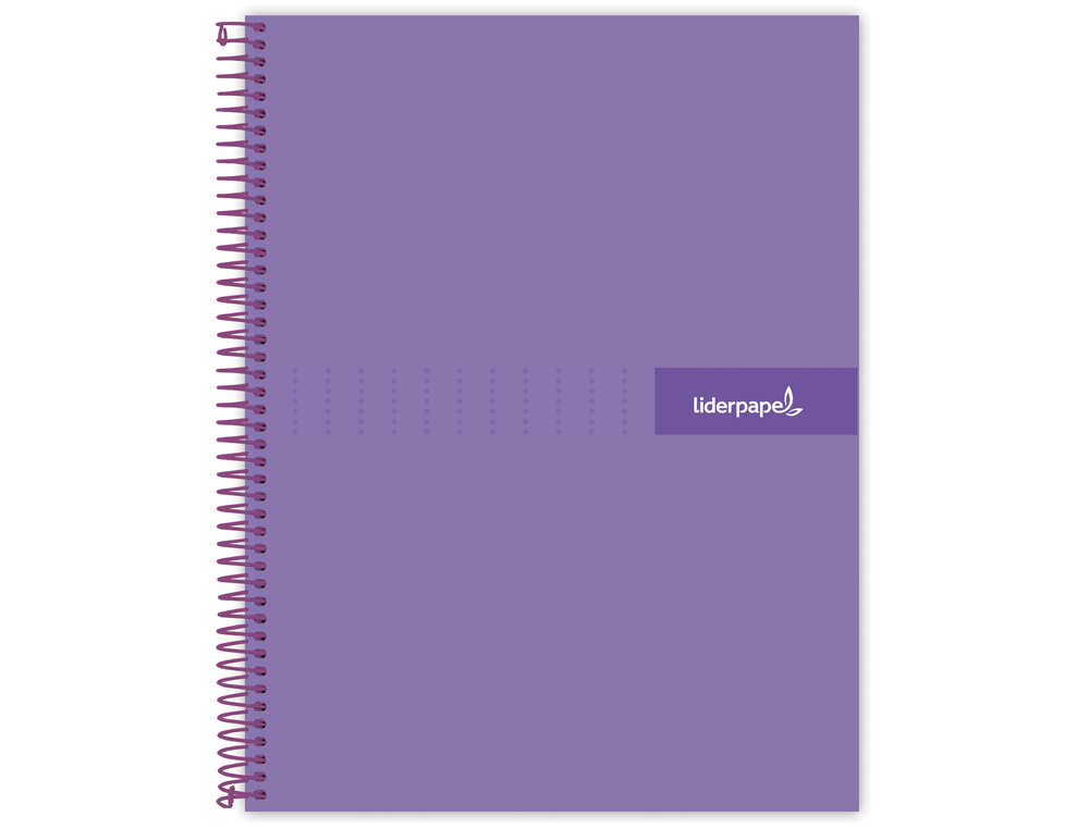 Cuaderno espiral liderpapel a5 micro crafty tapa forrada 120h 90 gr cuadro 5mm 5 bandas6 taladros color violeta