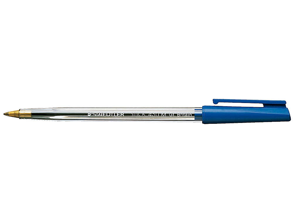 Boligrafo staedtler stick azul con capuchon