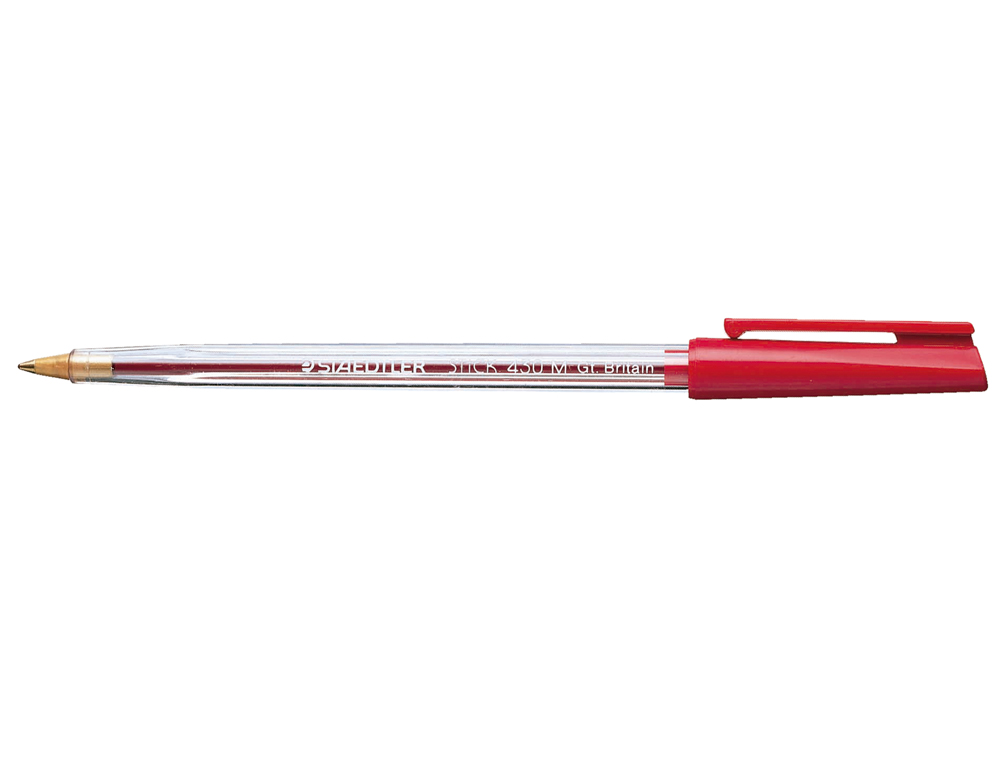 Boligrafo staedtler stick rojo con capuchon