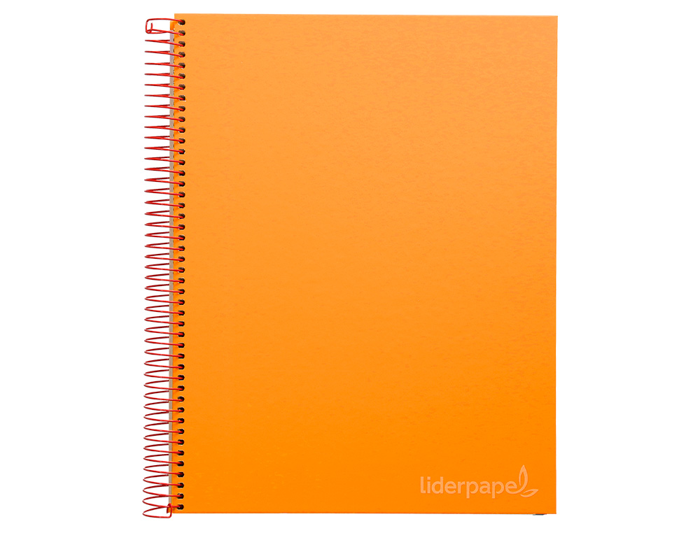 Cuaderno espiral liderpapel a4 micro jolly tapa forrada 140h 75 gr cuadro 5mm 5 bandas4 taladros color naranja