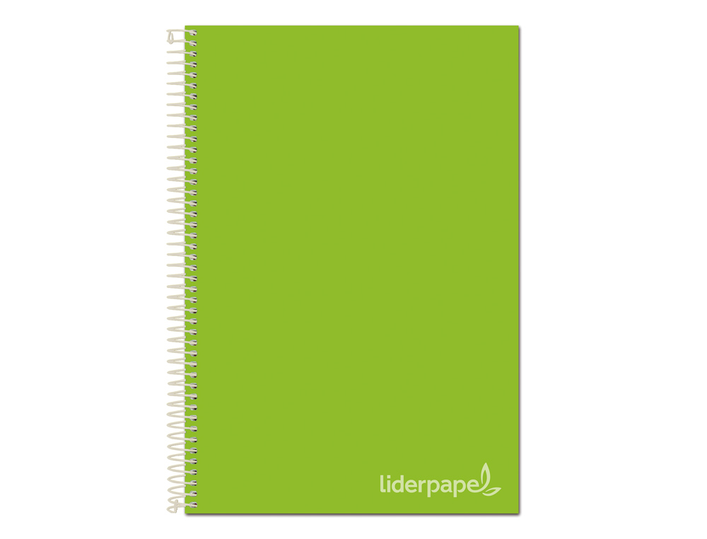 Cuaderno espiral liderpapel a4 micro jolly tapa forrada 140h 75 gr cuadro 5mm 5 bandas 4 taladros color verde