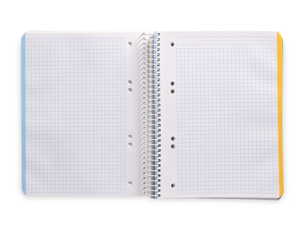 CUADERNO ESPIRAL LIDERPAPEL A5 MICRO WITTY TAPA DURA 140H 75GR CUADRO 5MM 5 BANDAS 6 TALADROS COLORES SURTIDOS