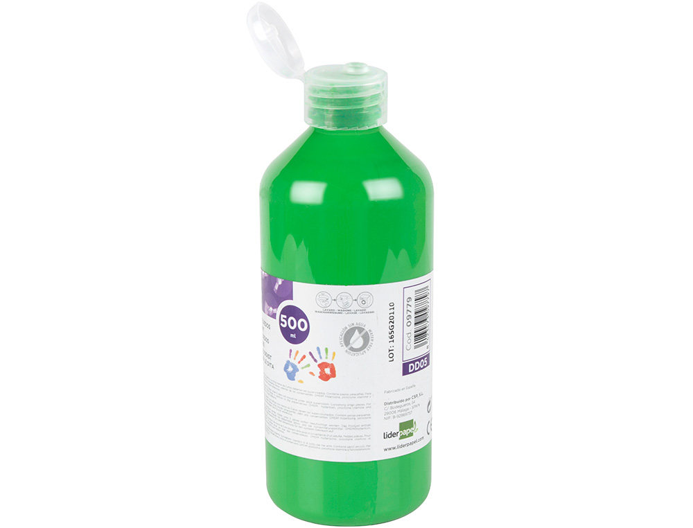 Pintura dedos liderpapel botella de 500 ml verde