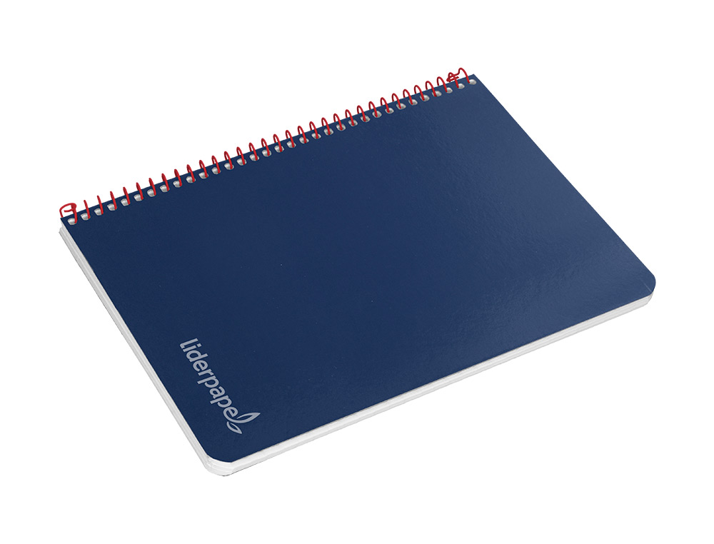 CUADERNO ESPIRAL LIDERPAPEL CUARTO WITTY TAPA DURA 80H 75GR CUADRO 4MM CON MARGEN COLOR AZUL MARINO