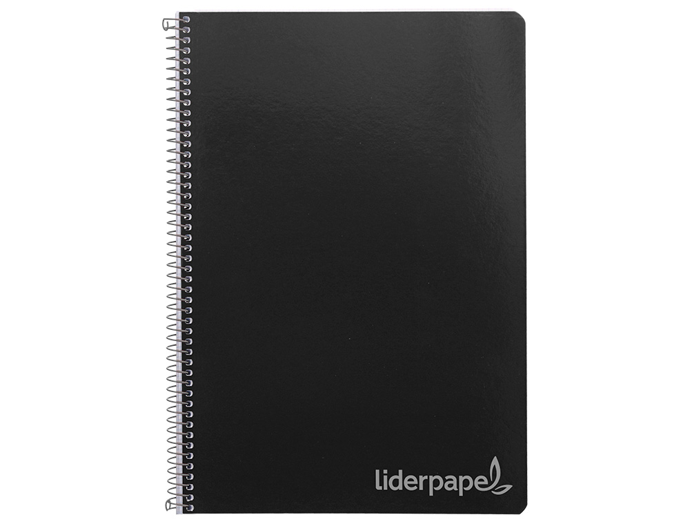 Cuaderno espiral liderpapel folio witty tapa dura 80h 75gr cuadro 4mm con margen color negro