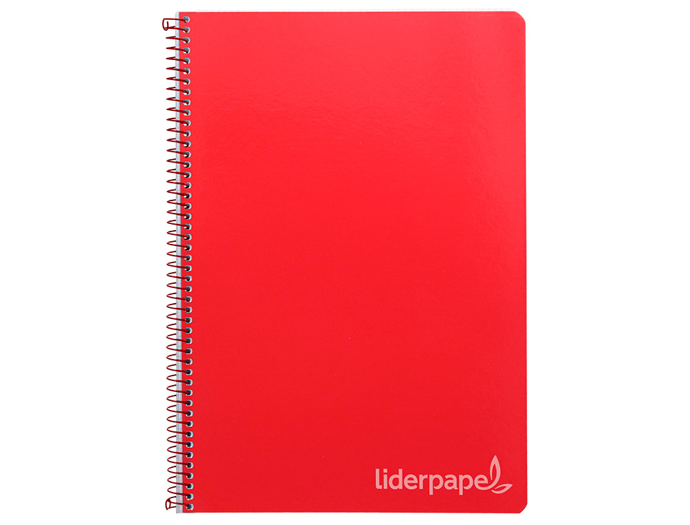 Cuaderno espiral liderpapel folio witty tapa dura 80h 75gr cuadro 4mm con margen color rojo