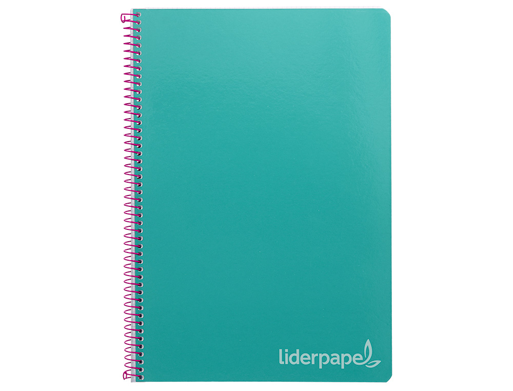 Cuaderno espiral liderpapel folio witty tapa dura 80h 75gr cuadro 4mm con margen color turquesa