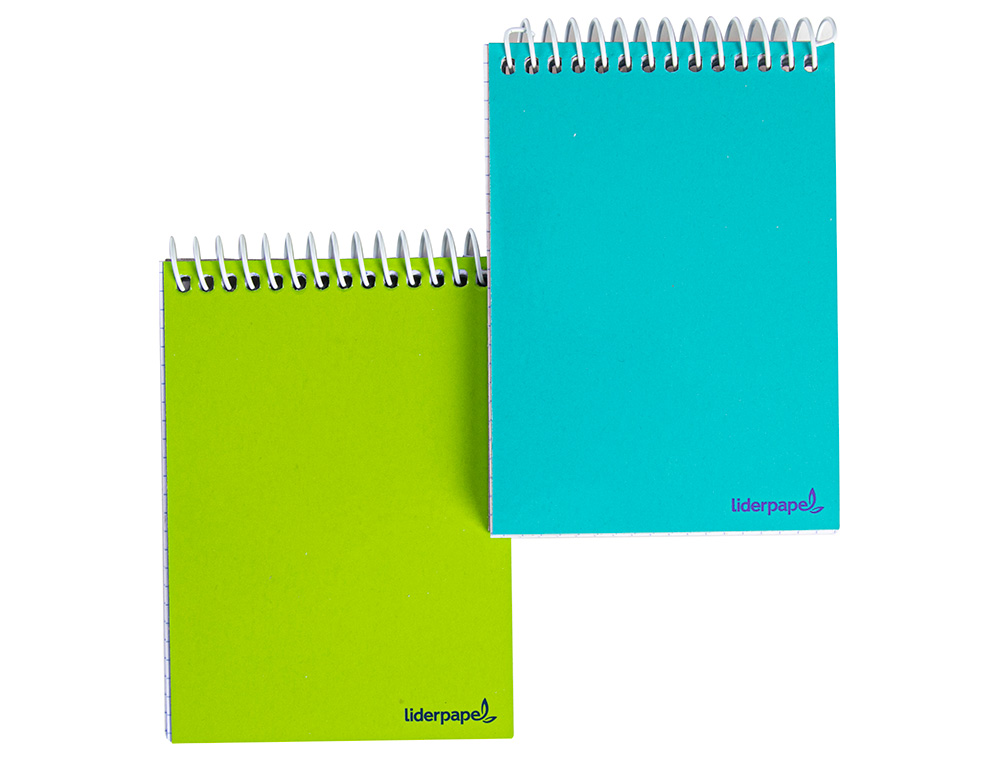 Cuaderno espiral liderpapel bolsillo octavo apaisado smart tapa blanda 80h 60gr cuadro 4mm colores surtidos