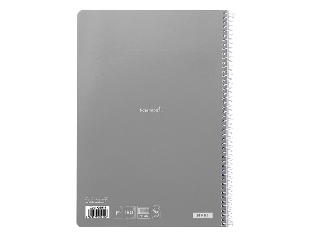 CUADERNO ESPIRAL LIDERPAPEL FOLIO WITTY TAPA DURA 80H 75GR RAYADO N46 COLORES SURTIDOS