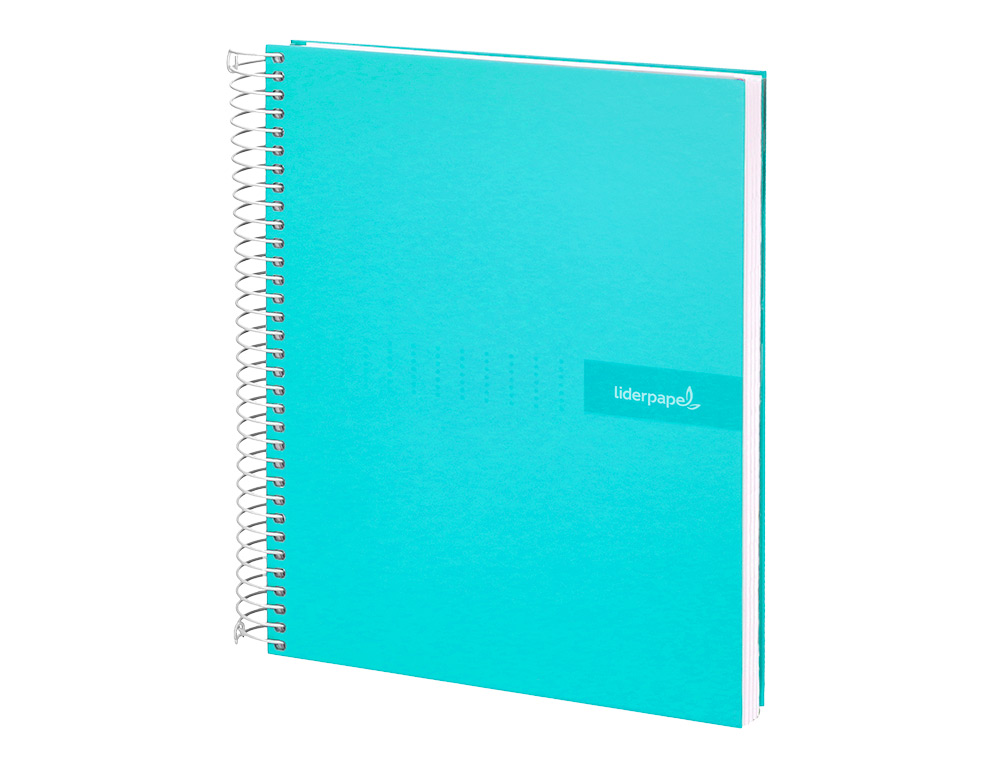CUADERNO ESPIRAL LIDERPAPEL A4 CRAFTY TAPA FORRADA 80H 90 GR CUADRO 4MM CON MARGEN COLOR TURQUESA