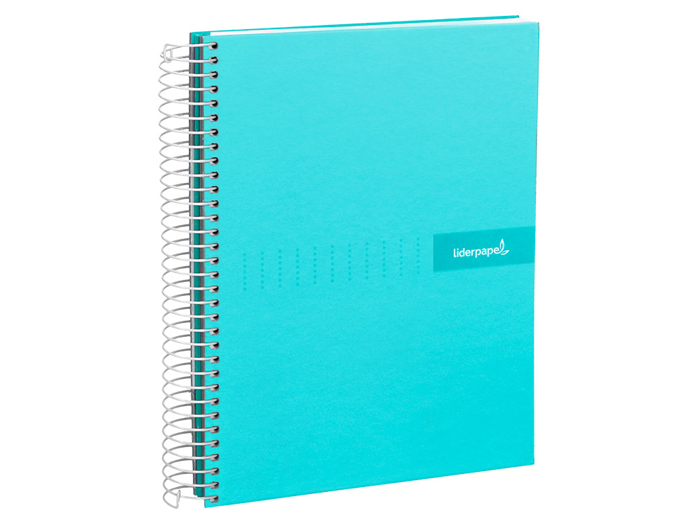 CUADERNO ESPIRAL LIDERPAPEL A4 CRAFTY TAPA FORRADA 80H 90 GR CUADRO 4MM CON MARGEN COLOR TURQUESA