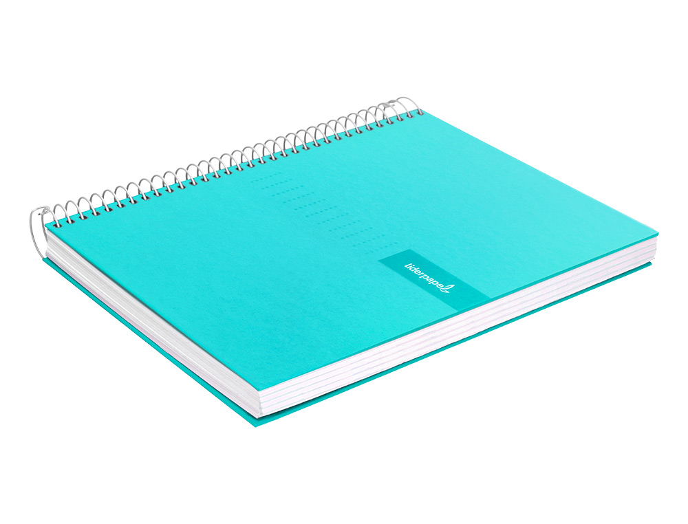 CUADERNO ESPIRAL LIDERPAPEL A4 CRAFTY TAPA FORRADA 80H 90 GR CUADRO 4MM CON MARGEN COLOR TURQUESA