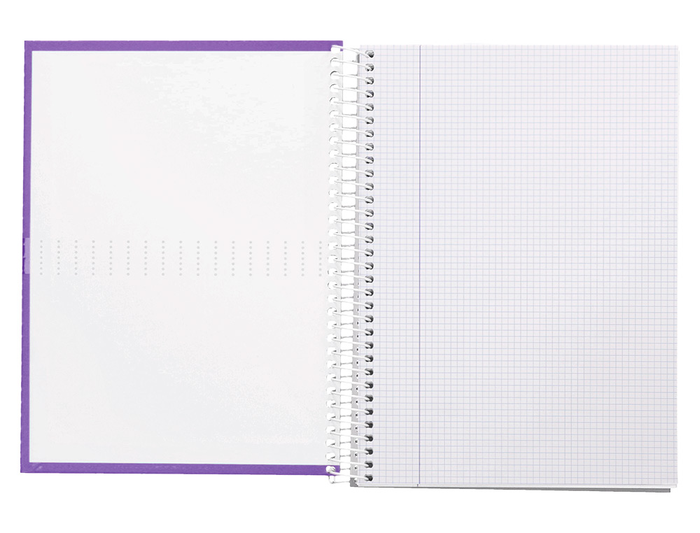 CUADERNO ESPIRAL LIDERPAPEL A4 CRAFTY TAPA FORRADA 80H 90 GR CUADRO 4MM CON MARGEN COLOR VIOLETA