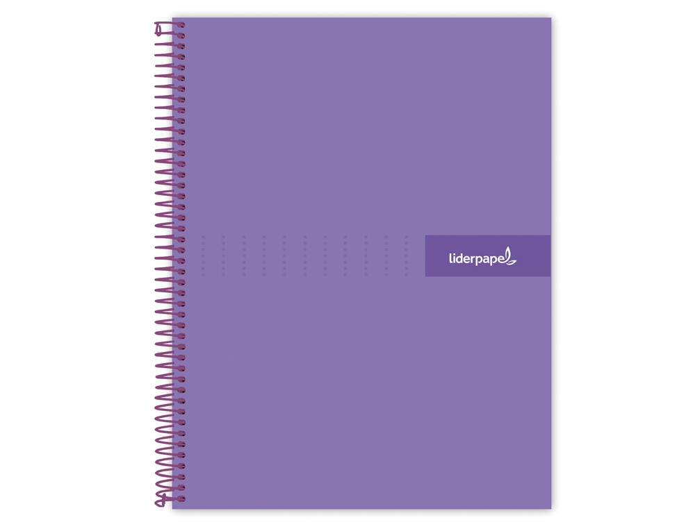 Cuaderno espiral liderpapel a4 crafty tapa forrada 80h 90 gr cuadro 4mm con margen color violeta