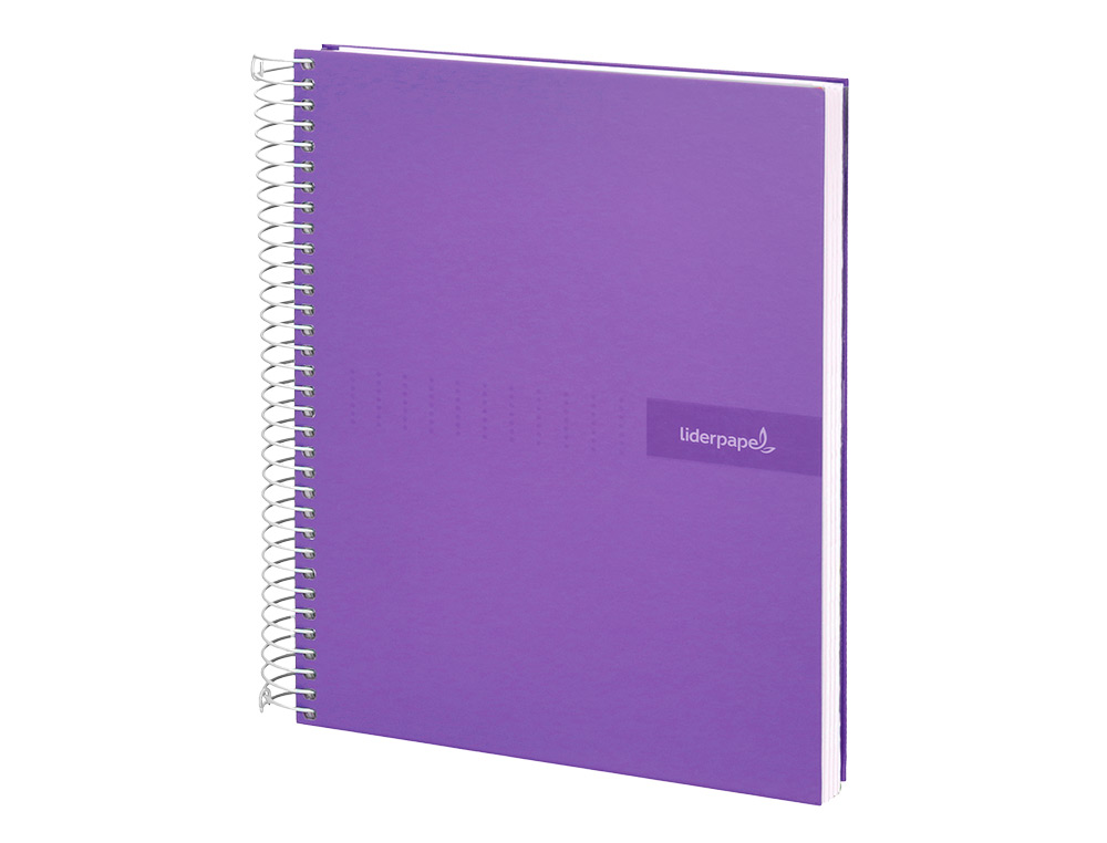 CUADERNO ESPIRAL LIDERPAPEL A4 CRAFTY TAPA FORRADA 80H 90 GR CUADRO 4MM CON MARGEN COLOR VIOLETA