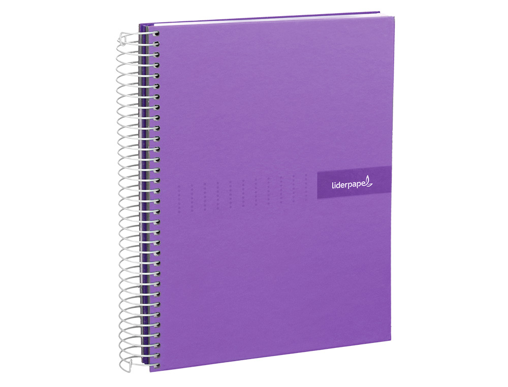 CUADERNO ESPIRAL LIDERPAPEL A4 CRAFTY TAPA FORRADA 80H 90 GR CUADRO 4MM CON MARGEN COLOR VIOLETA