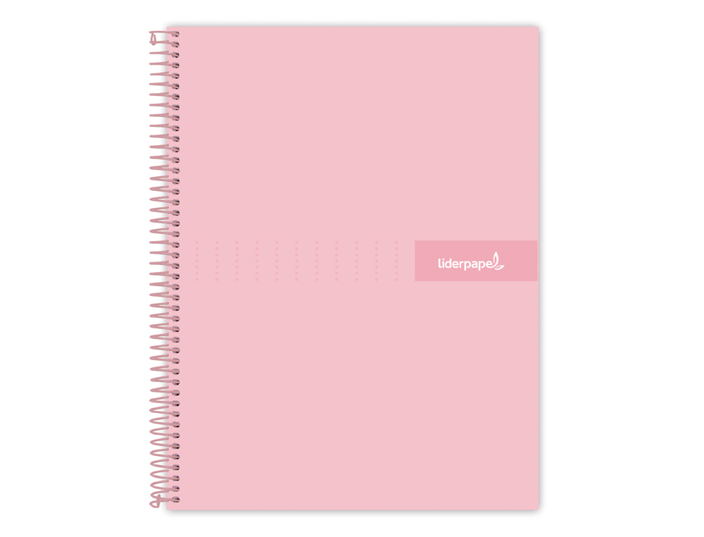 Cuaderno espiral liderpapel a4 crafty tapa forrada 80h 90 gr cuadro 4mm con margen color rosa