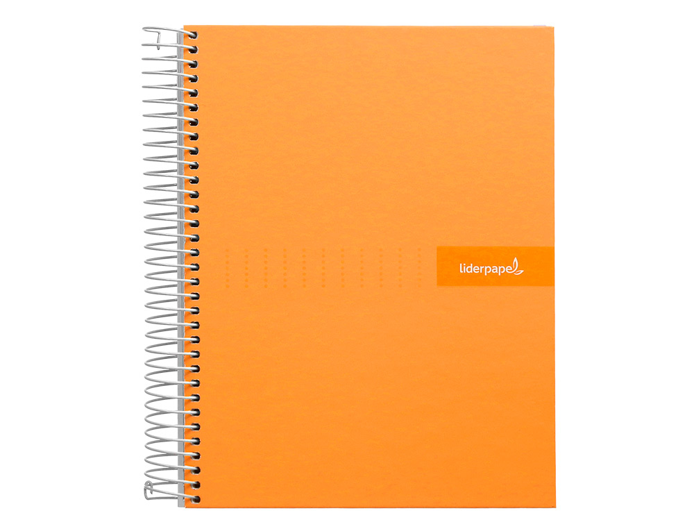 CUADERNO ESPIRAL LIDERPAPEL A4 MICRO CRAFTY TAPA FORRADA 120H 90 GR CUADRO 5MM 5 BANDAS 4 COLORES COLOR NARANJA