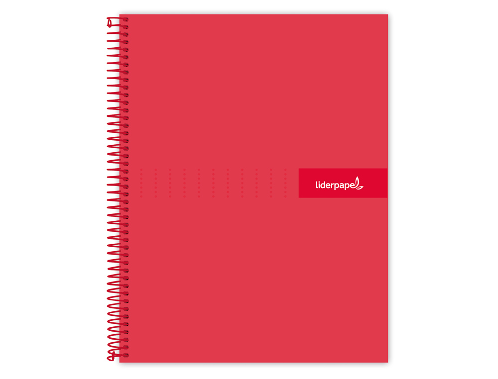 Cuaderno espiral liderpapel a4 micro crafty tapa forrada 120h 90 gr cuadro 5 mm 5 bandas 4 colores color rojo