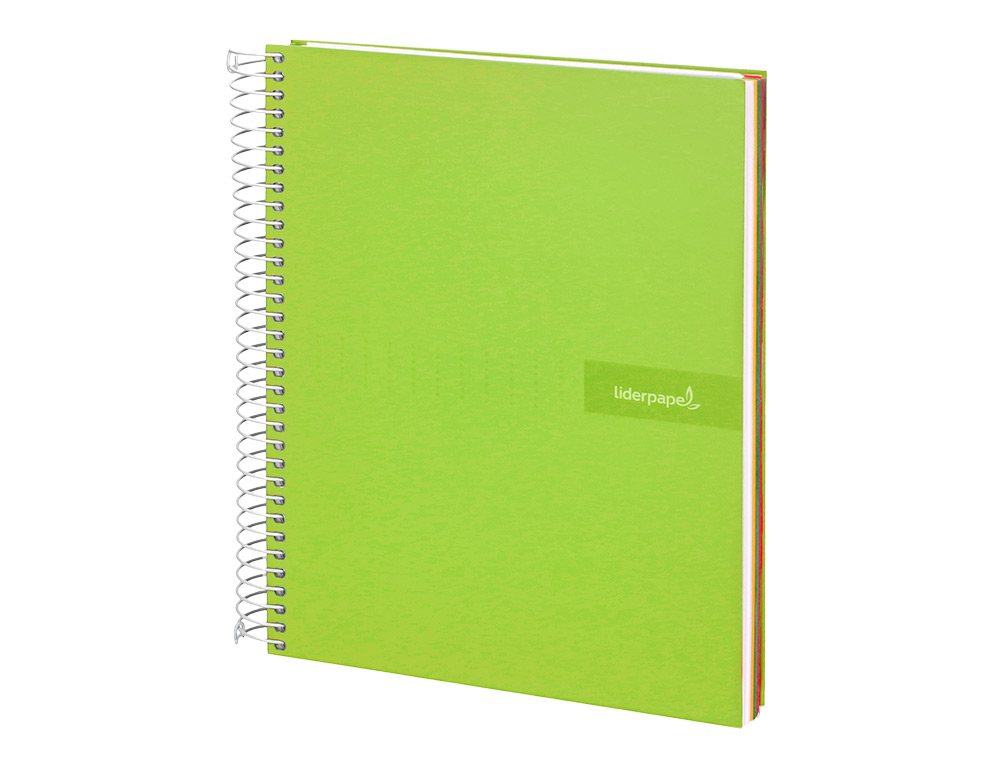 CADERNO ESPIRAL LIDERPAPEL CRAFTY MICRO DIN A4 CAPA FORRADA 120 F 90 GR QUADRICULA 5 MM 5 BANDAS DE CORES 4 CORES COR VE