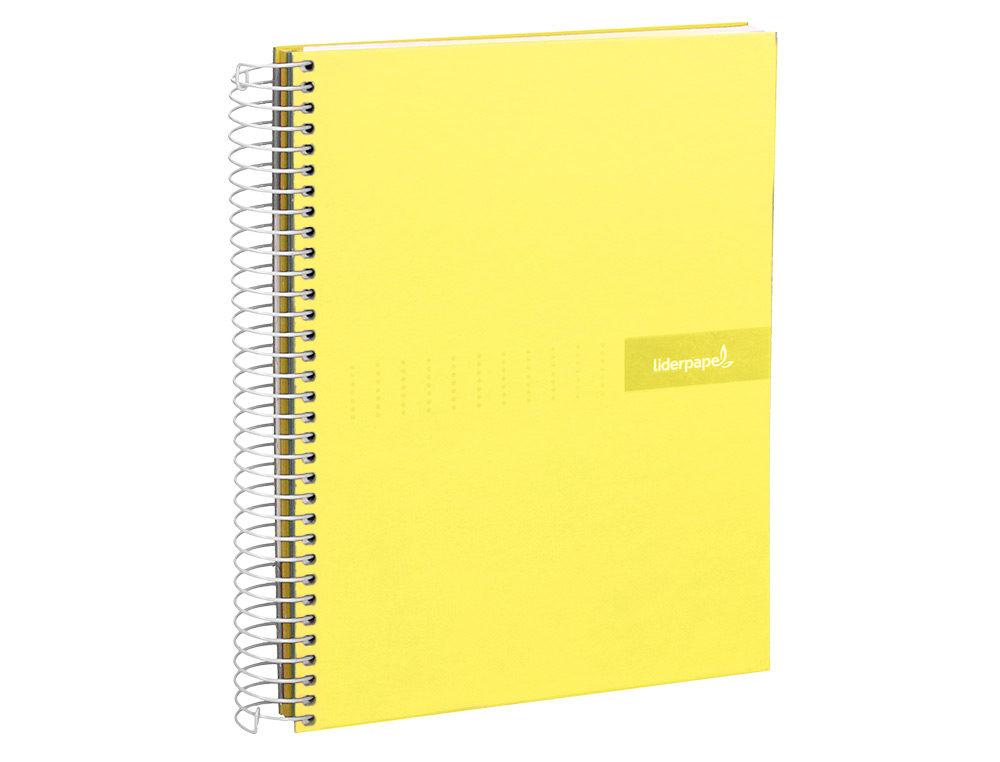 CUADERNO ESPIRAL LIDERPAPEL A4 MICRO CRAFTY TAPA FORRADA 120H 90GR CUADRO 5MM 5 BANDAS 4 TALADROS COLOR AMARILLO